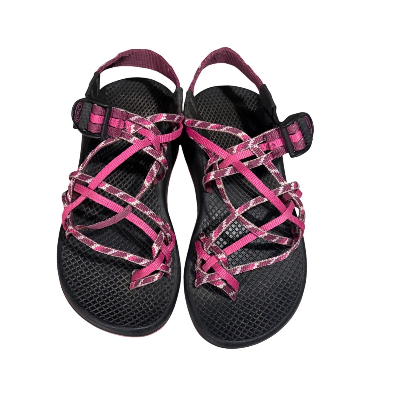 Chaco Zx/2 Sandals Women Size 6 Pink Black Strappy Toe Loop Vibram Euc
